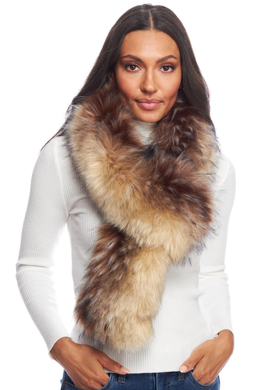 Arctic Wolf Faux Fur Loop Scarf   Arctic Wolf Faux Fur Loop Scarf