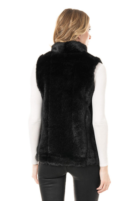 Black Mink Faux Fur Hook Vest   Black Mink Faux Fur Hook Vest