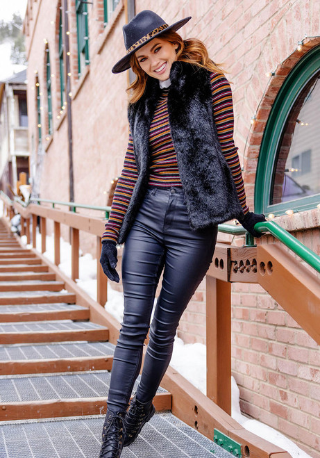 Black Mink Faux Fur Hook Vest   Black Mink Faux Fur Hook Vest