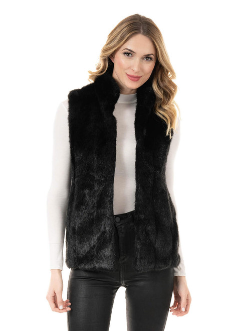 Black Mink Faux Fur Hook Vest   Black Mink Faux Fur Hook Vest
