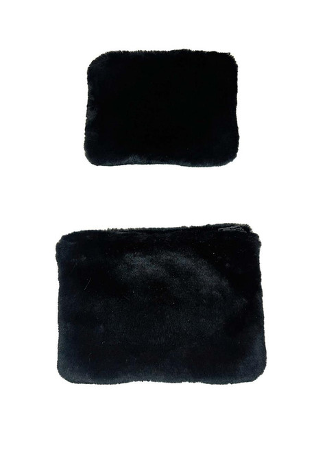 Black Sheared Beaver Faux Fur Travel Pouches (Set of 2) Black Sheared Beaver Faux Fur Travel Pouches (Set of 2)