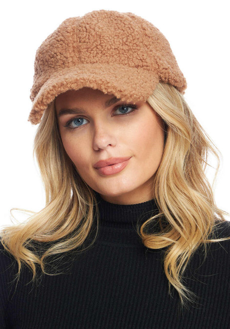 Camel Faux Sherpa Baseball Hat   Camel Faux Sherpa Baseball Hat