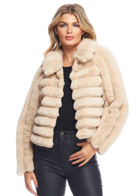Champagne Faux Fur Soho Zip Jacket   Champagne Faux Fur Soho Zip Jacket