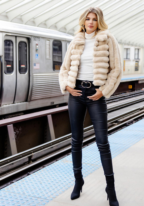 Champagne Faux Fur Soho Zip Jacket   Champagne Faux Fur Soho Zip Jacket