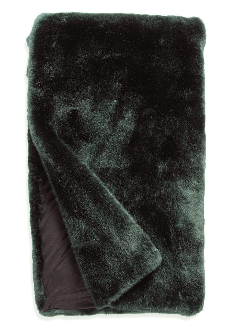 Couture Collection Emerald Mink Faux Fur Throws   Couture Collection Emerald Mink Faux Fur Throws