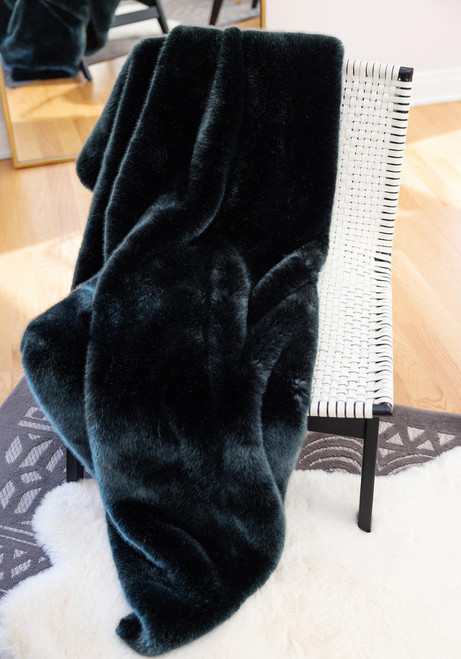 Couture Collection Emerald Mink Faux Fur Throws   Couture Collection Emerald Mink Faux Fur Throws