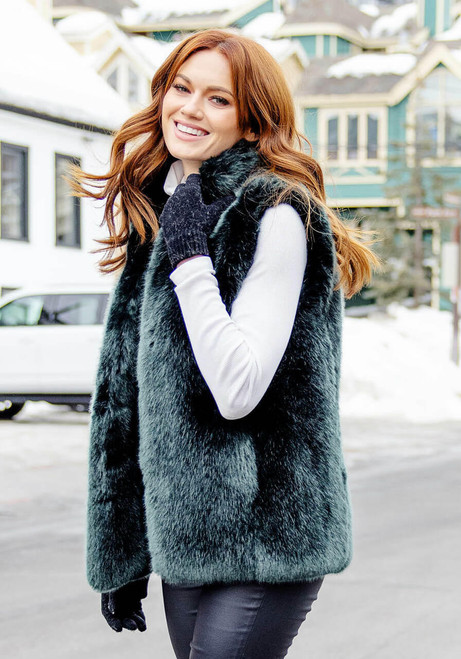 Emerald Mink Faux Fur Couture Hook Vest   Emerald Mink Faux Fur Couture Hook Vest