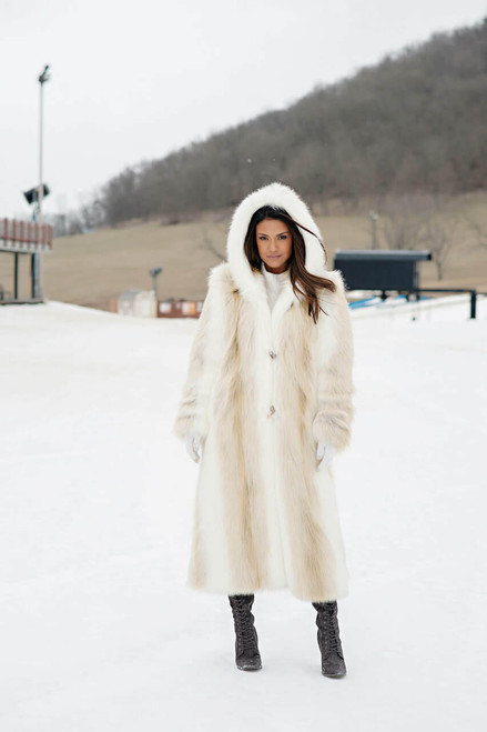 Fabulous-Furs Arctic Fox Hooded Full-Length Faux Fur Coat  Fabulous-Furs Arctic Fox Hooded Full-Length Faux Fur Coat