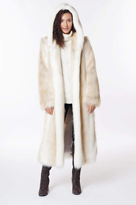 Fabulous-Furs Arctic Fox Hooded Full-Length Faux Fur Coat  Fabulous-Furs Arctic Fox Hooded Full-Length Faux Fur Coat