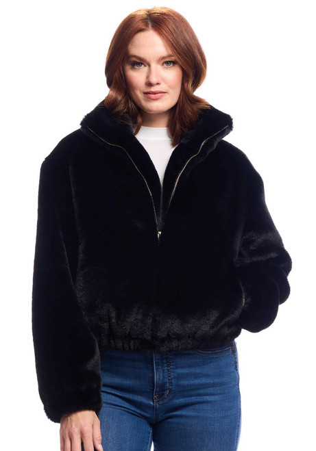 Fabulous-Furs Black Faux Fur Back to Basics Bomber Jacket  Fabulous-Furs Black Faux Fur Back to Basics Bomber Jacket