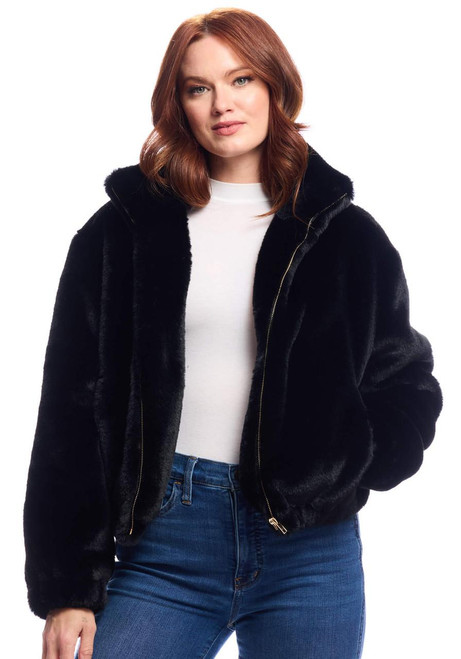 Fabulous-Furs Black Faux Fur Back to Basics Bomber Jacket  Fabulous-Furs Black Faux Fur Back to Basics Bomber Jacket