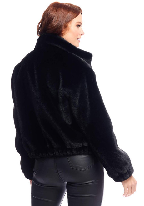 Fabulous-Furs Black Faux Fur Back to Basics Bomber Jacket  Fabulous-Furs Black Faux Fur Back to Basics Bomber Jacket