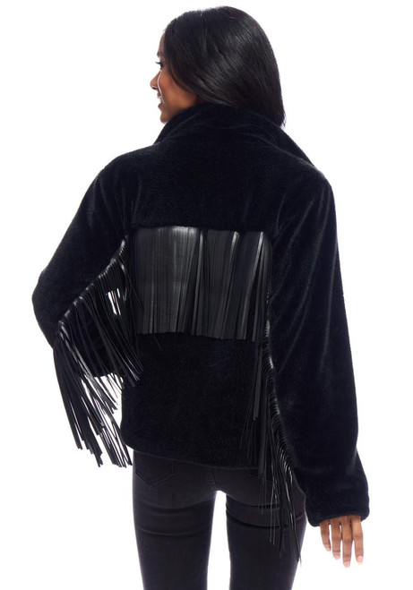 Fabulous-Furs Black Faux Fur Farrah Fringe Jacket  Fabulous-Furs Black Faux Fur Farrah Fringe Jacket
