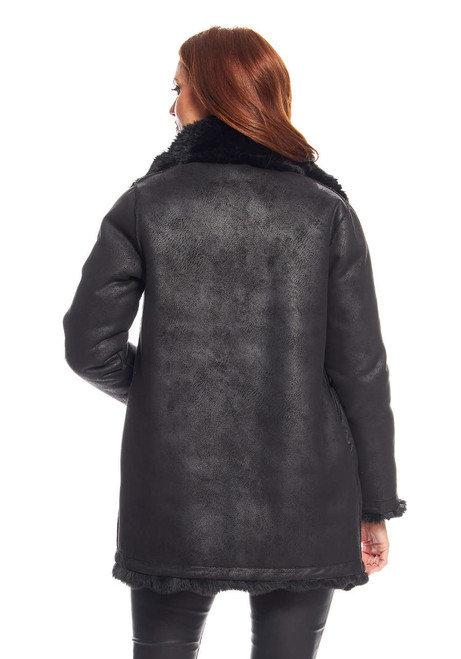 Fabulous-Furs Black Faux Fur Rainier Reversible Mink Coat  Fabulous-Furs Black Faux Fur Rainier Reversible Mink Coat