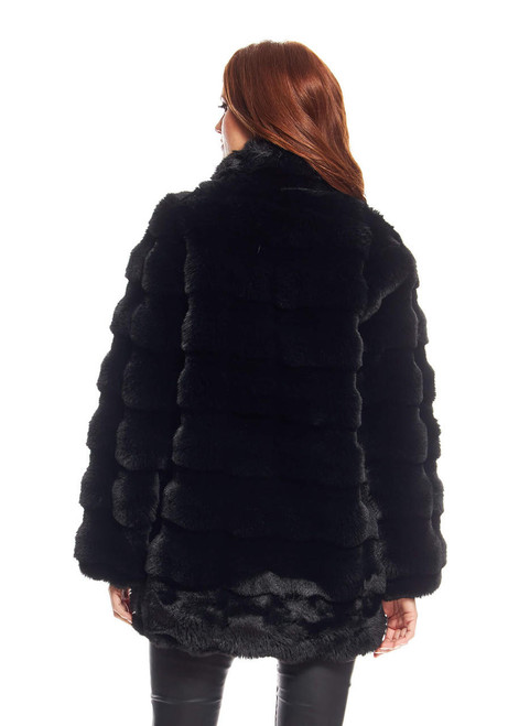 Fabulous-Furs Black Faux Fur Rainier Reversible Mink Coat  Fabulous-Furs Black Faux Fur Rainier Reversible Mink Coat
