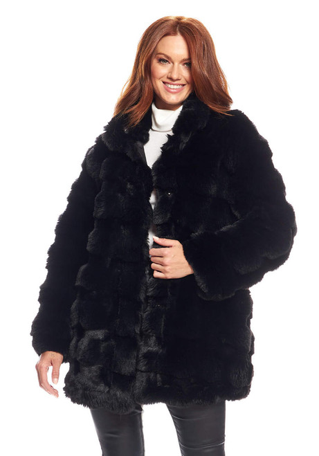 Fabulous-Furs Black Faux Fur Rainier Reversible Mink Coat  Fabulous-Furs Black Faux Fur Rainier Reversible Mink Coat