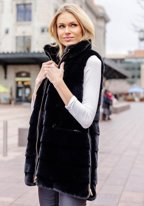 Fabulous-Furs Black Faux Fur Weekender Vest  Fabulous-Furs Black Faux Fur Weekender Vest