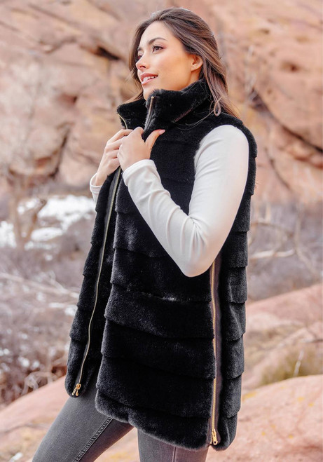 Fabulous-Furs Black Faux Fur Weekender Vest  Fabulous-Furs Black Faux Fur Weekender Vest