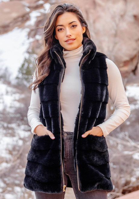 Fabulous-Furs Black Faux Fur Weekender Vest  Fabulous-Furs Black Faux Fur Weekender Vest