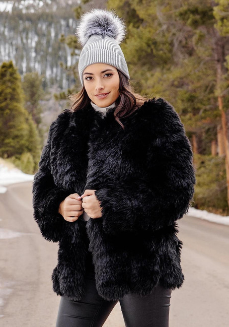 Fabulous-Furs Black Fox Faux Fur Avante Coat  Fabulous-Furs Black Fox Faux Fur Avante Coat