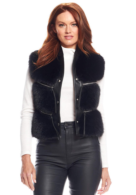Fabulous-Furs Black Fox Faux Fur La Moda Vest  Fabulous-Furs Black Fox Faux Fur La Moda Vest