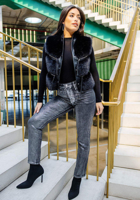 Fabulous-Furs Black Fox Faux Fur La Moda Vest  Fabulous-Furs Black Fox Faux Fur La Moda Vest