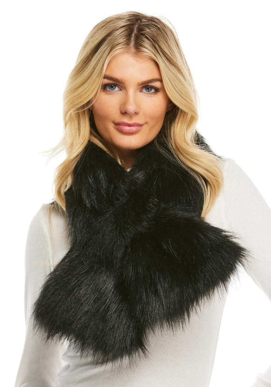 Fabulous-Furs Black Fox Faux Fur Loop Scarf  Fabulous-Furs Black Fox Faux Fur Loop Scarf