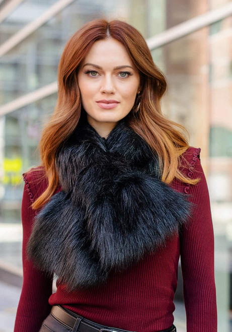 Fabulous-Furs Black Fox Faux Fur Loop Scarf  Fabulous-Furs Black Fox Faux Fur Loop Scarf
