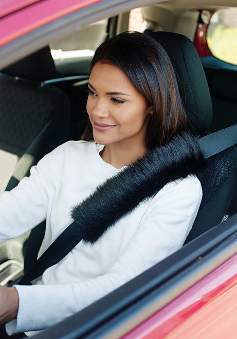 Fabulous-Furs Black Fox Faux Fur Seat Belt Covers  Fabulous-Furs Black Fox Faux Fur Seat Belt Covers