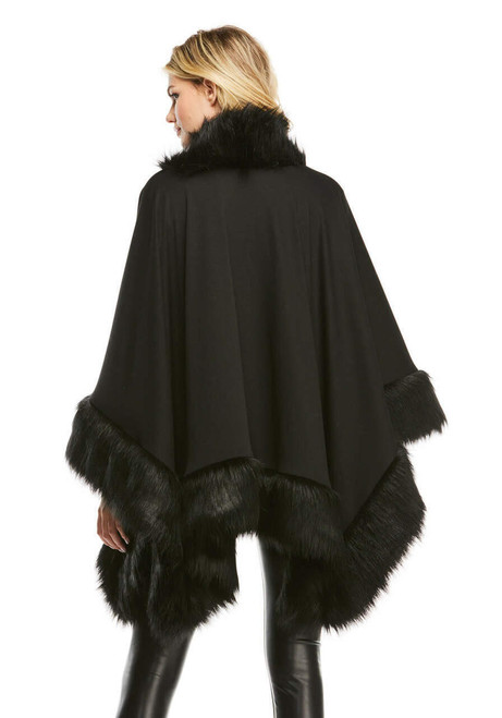 Fabulous-Furs Black Fox Faux Fur-Trimmed Shawl  Fabulous-Furs Black Fox Faux Fur-Trimmed Shawl
