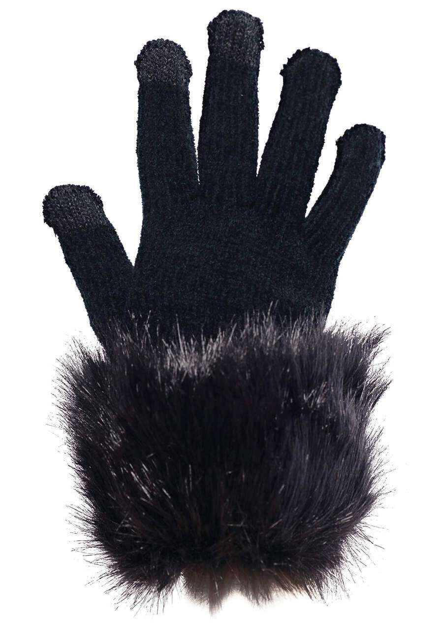 Fabulous-Furs Black Fox Faux Fur-Trimmed Tech Gloves Fabulous-Furs Black Fox Faux Fur-Trimmed Tech Gloves