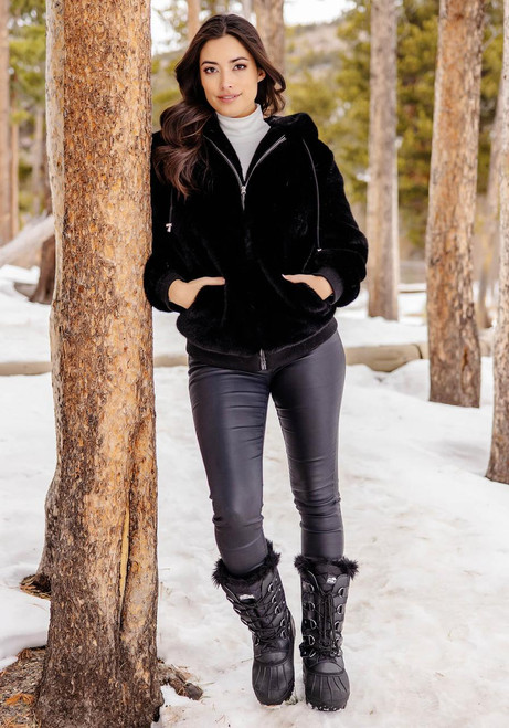 Fabulous-Furs Black Mink Faux Fur Ski Club Parka  Fabulous-Furs Black Mink Faux Fur Ski Club Parka