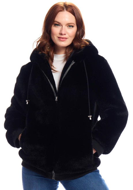 Fabulous-Furs Black Mink Faux Fur Ski Club Parka  Fabulous-Furs Black Mink Faux Fur Ski Club Parka