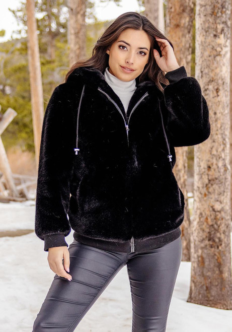 Fabulous-Furs Black Mink Faux Fur Ski Club Parka  Fabulous-Furs Black Mink Faux Fur Ski Club Parka