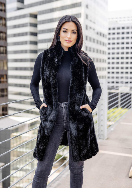 Fabulous-Furs Black MInk Faux Fur Stroller Vest  Fabulous-Furs Black MInk Faux Fur Stroller Vest