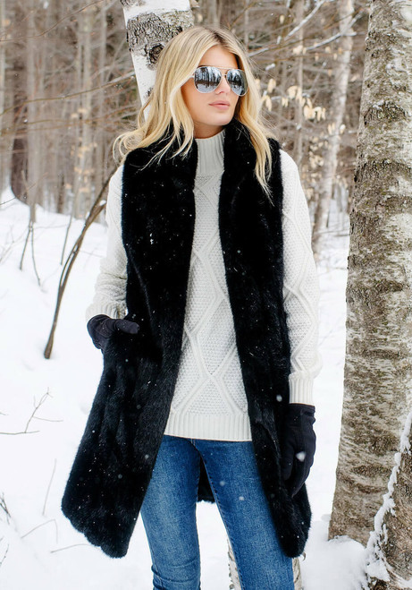 Fabulous-Furs Black MInk Faux Fur Stroller Vest  Fabulous-Furs Black MInk Faux Fur Stroller Vest