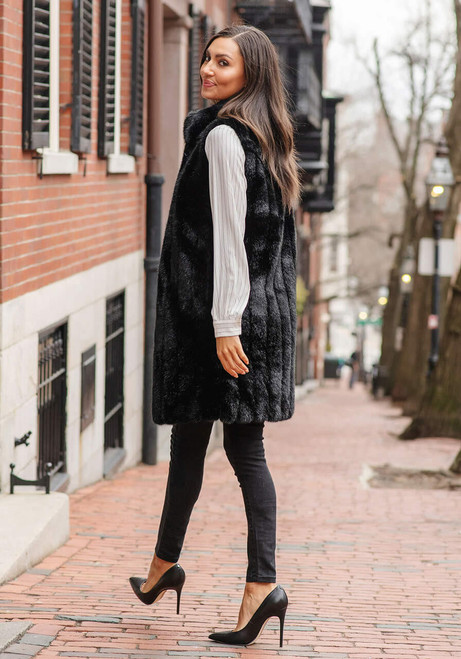 Fabulous-Furs Black MInk Faux Fur Stroller Vest  Fabulous-Furs Black MInk Faux Fur Stroller Vest