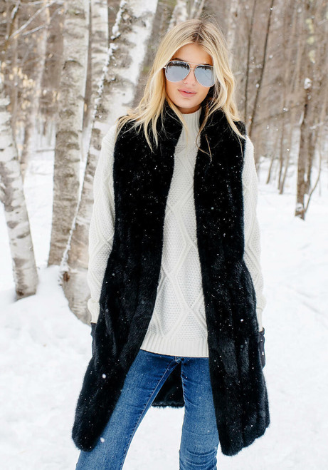 Fabulous-Furs Black MInk Faux Fur Stroller Vest  Fabulous-Furs Black MInk Faux Fur Stroller Vest