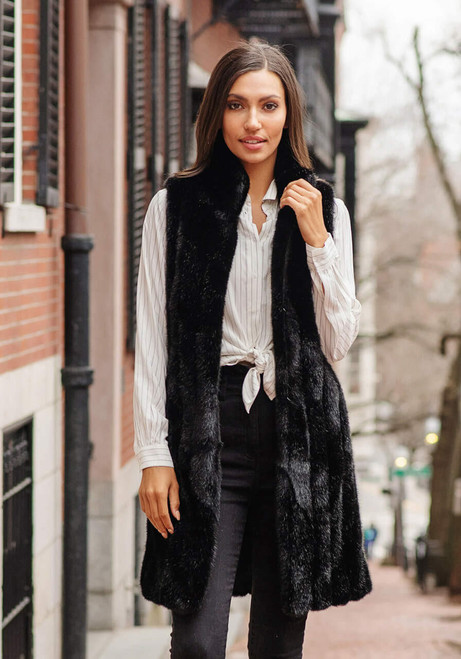 Fabulous-Furs Black MInk Faux Fur Stroller Vest  Fabulous-Furs Black MInk Faux Fur Stroller Vest