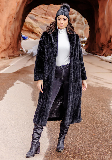 Fabulous-Furs Black Mink Signature Full-Length Faux Fur Coat  Fabulous-Furs Black Mink Signature Full-Length Faux Fur Coat