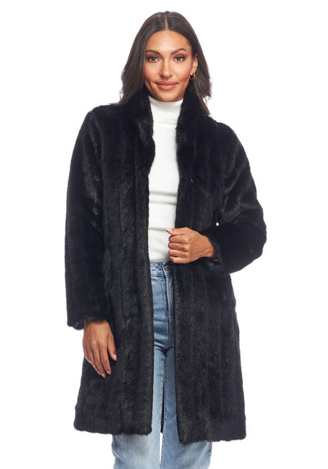 Fabulous-Furs Black Mink Signature Knee-Length Faux Fur Coat  Fabulous-Furs Black Mink Signature Knee-Length Faux Fur Coat