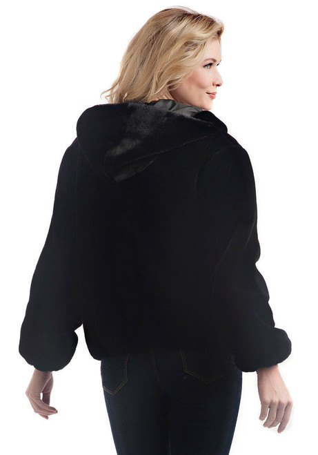 Fabulous-Furs Black Sheared Beaver Faux Fur Hooded Parka  Fabulous-Furs Black Sheared Beaver Faux Fur Hooded Parka