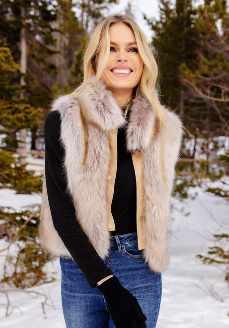 Fabulous-Furs Blonde Fox Faux Fur Foxy Crop Vest  Fabulous-Furs Blonde Fox Faux Fur Foxy Crop Vest