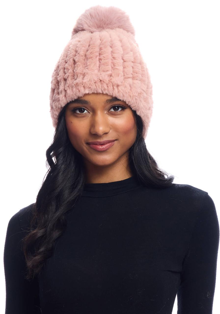 Fabulous-Furs Blush Faux Fur Poppy Pom Beanie Hat  Fabulous-Furs Blush Faux Fur Poppy Pom Beanie Hat