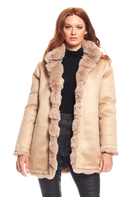 Fabulous-Furs Camel Faux Fur Rainier Reversible Mink Coat  Fabulous-Furs Camel Faux Fur Rainier Reversible Mink Coat