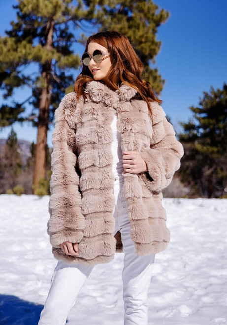 Fabulous-Furs Camel Faux Fur Rainier Reversible Mink Coat  Fabulous-Furs Camel Faux Fur Rainier Reversible Mink Coat