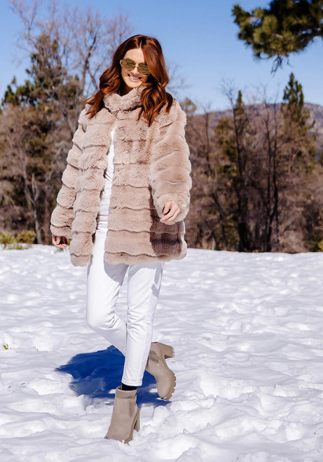 Fabulous-Furs Camel Faux Fur Rainier Reversible Mink Coat  Fabulous-Furs Camel Faux Fur Rainier Reversible Mink Coat