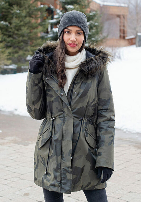 Fabulous-Furs Camo Anorak With Faux Fur-Trimmed Hood 