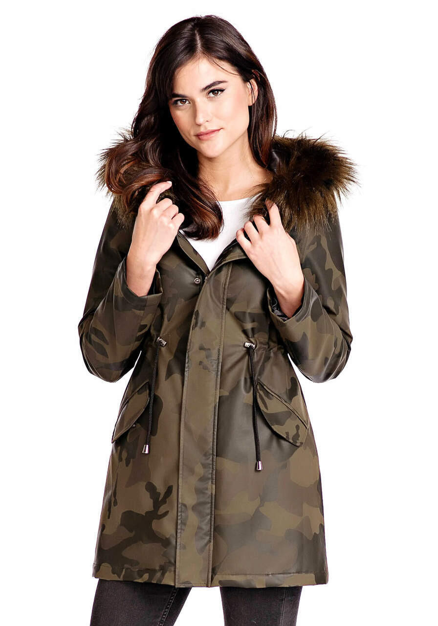 Fabulous-Furs Camo Anorak With Faux Fur-Trimmed Hood  Fabulous-Furs Camo Anorak With Faux Fur-Trimmed Hood