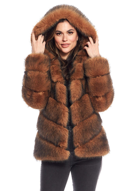 Fabulous-Furs Cedar Fox Faux Fur Chateau Chevron Hooded Coat  Fabulous-Furs Cedar Fox Faux Fur Chateau Chevron Hooded Coat